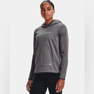 Under Armour Women’s Fleece Script Hoodie Lightweight Stretch Pullover Sz L